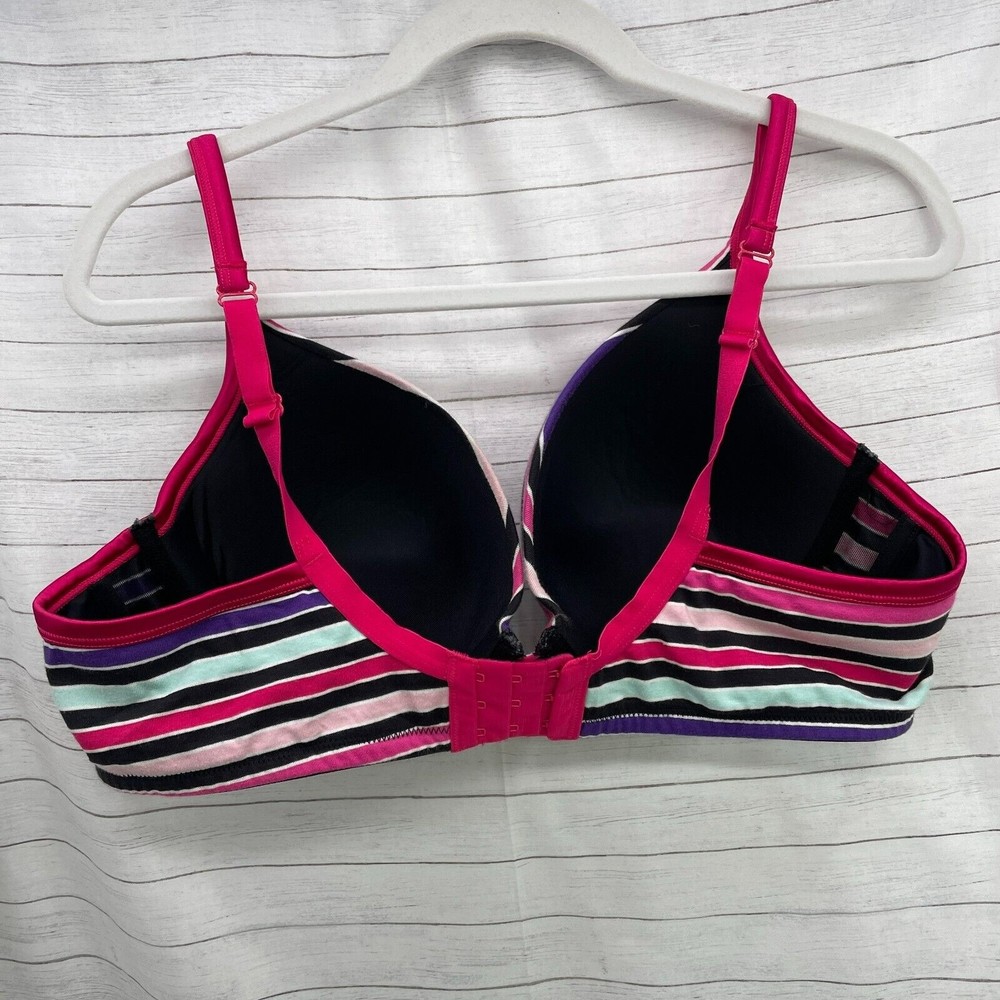 Cacique Intimates Womens Plus Size 44C Underwire Cotton Plunge Bra Striped - Picture 4 of 6